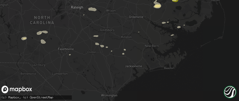 Hail map in Pink Hill, NC on July 19, 2026