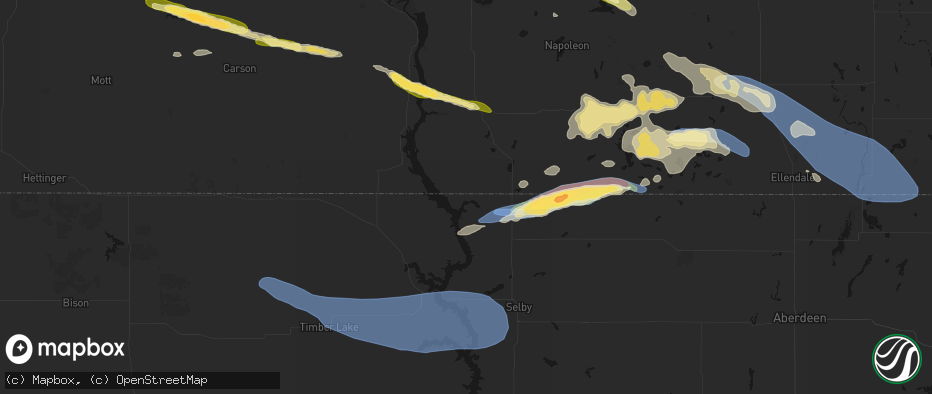 Hail map in Pollock, SD on July 19, 2026