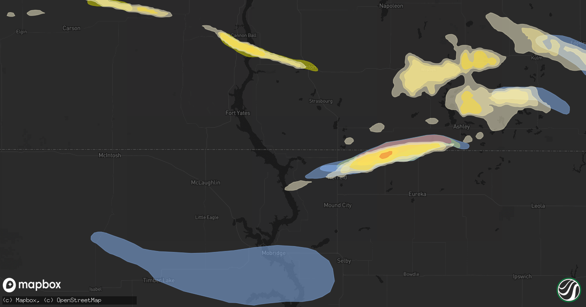 Hail map in Pollock, SD on July 19, 2026