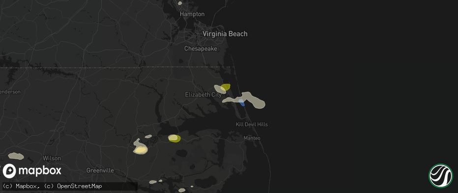 Hail map in Poplar Branch, NC on July 19, 2026
