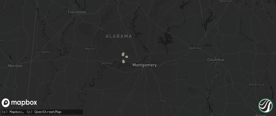 Hail map in Prattville, AL on July 19, 2026
