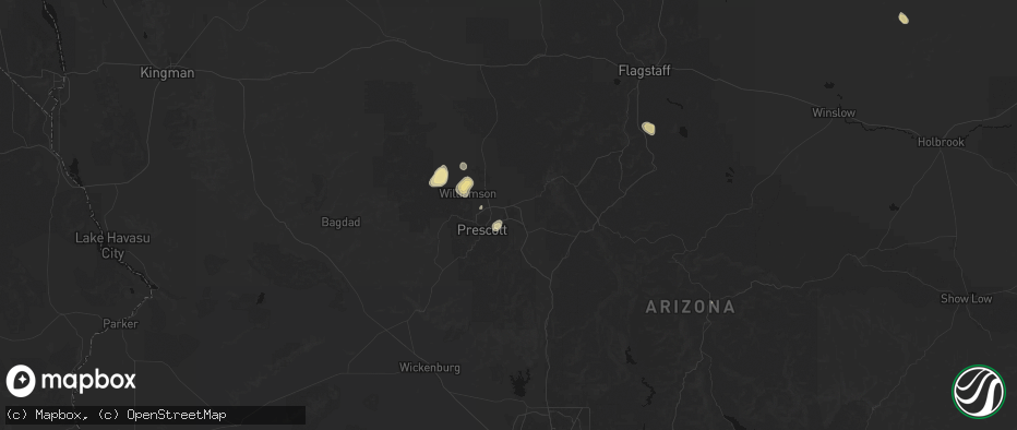 Hail map in Prescott Valley, AZ on July 19, 2026
