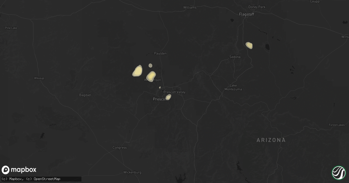 Hail map in Prescott Valley, AZ on July 19, 2026