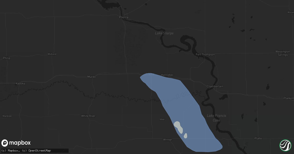 Hail map in Presho, SD on July 19, 2026