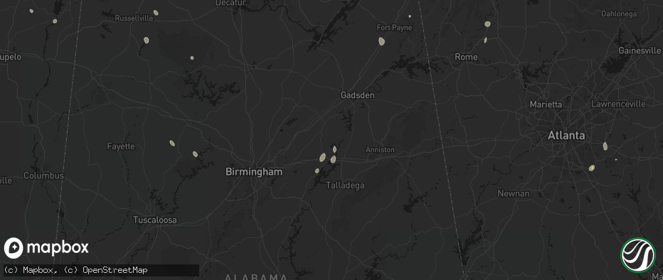 Hail map in Ragland, AL on July 19, 2026