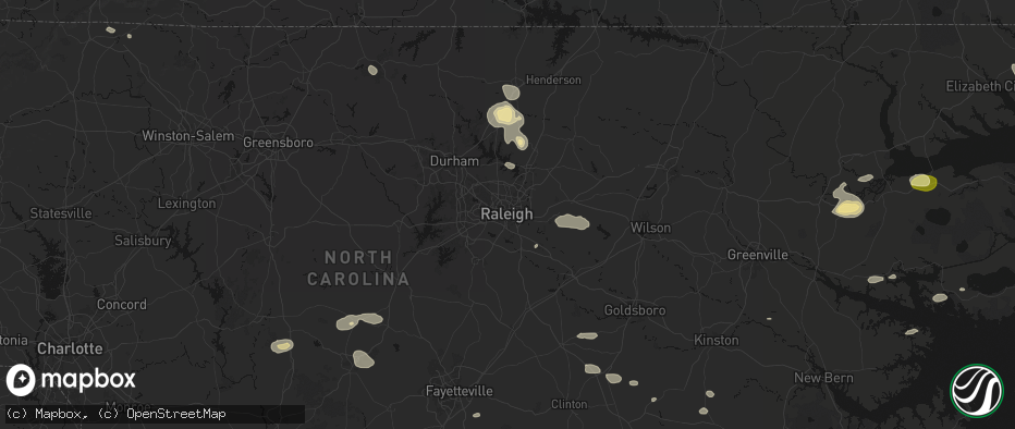 Hail map in Raleigh, NC on July 19, 2026