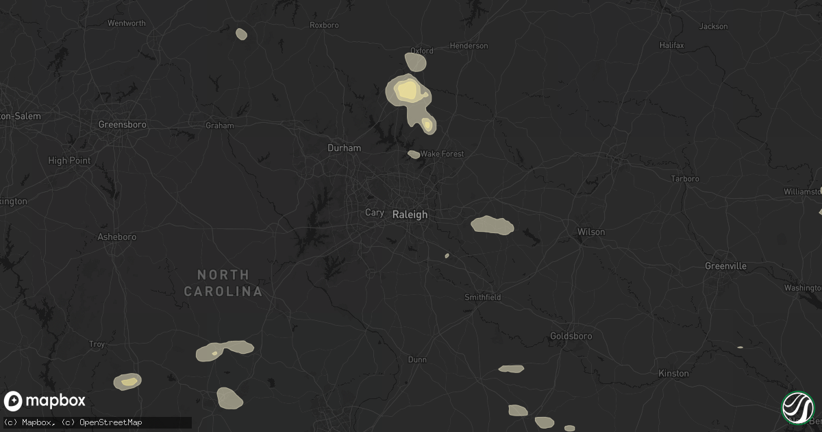 Hail map in Raleigh, NC on July 19, 2026