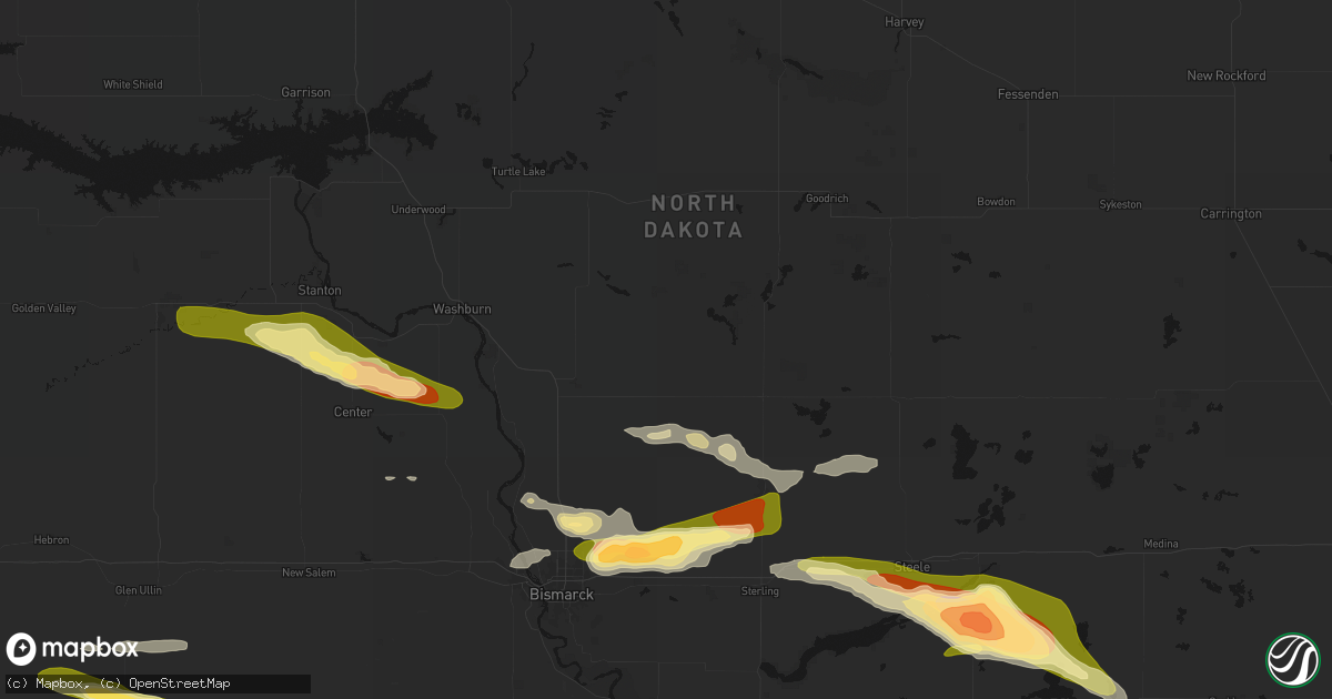 Hail map in Regan, ND on July 19, 2026