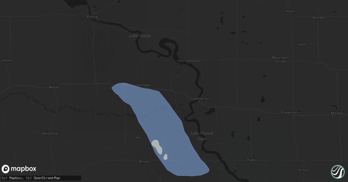 Hail map in Reliance, SD on July 19, 2026