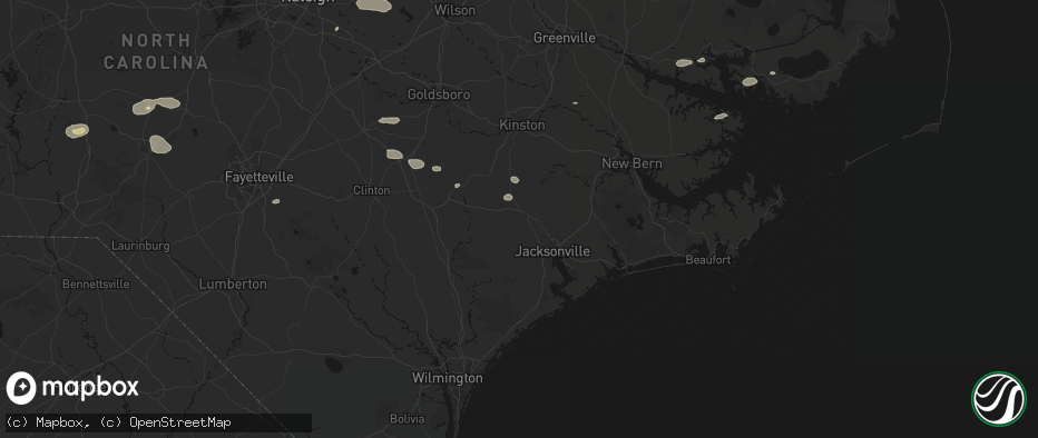 Hail map in Richlands, NC on July 19, 2026