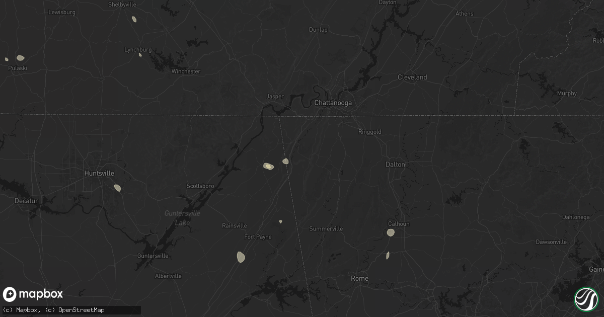 Hail map in Rising Fawn, GA on July 19, 2026