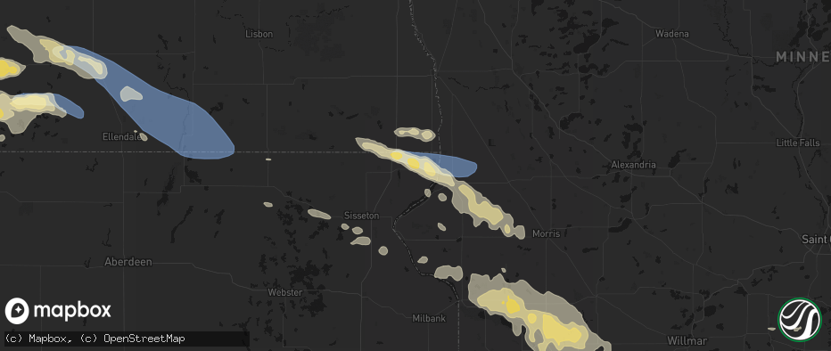 Hail map in Rosholt, SD on July 19, 2026