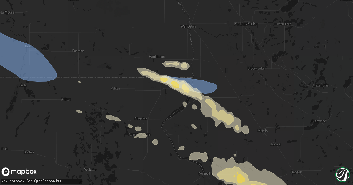 Hail map in Rosholt, SD on July 19, 2026