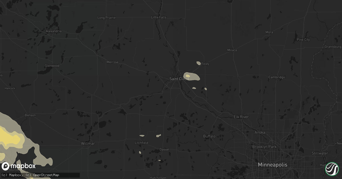 Hail map in Saint Cloud, MN on July 19, 2026