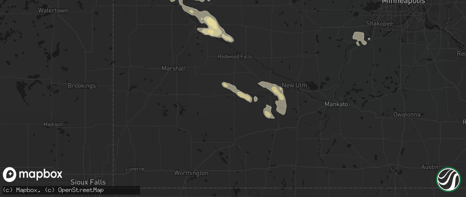 Hail map in Sanborn, MN on July 19, 2026