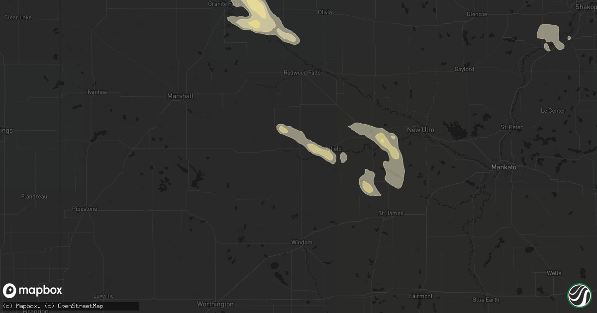 Hail map in Sanborn, MN on July 19, 2026