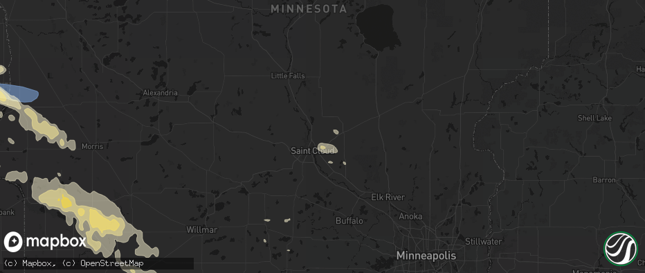 Hail map in Sauk Rapids, MN on July 19, 2026