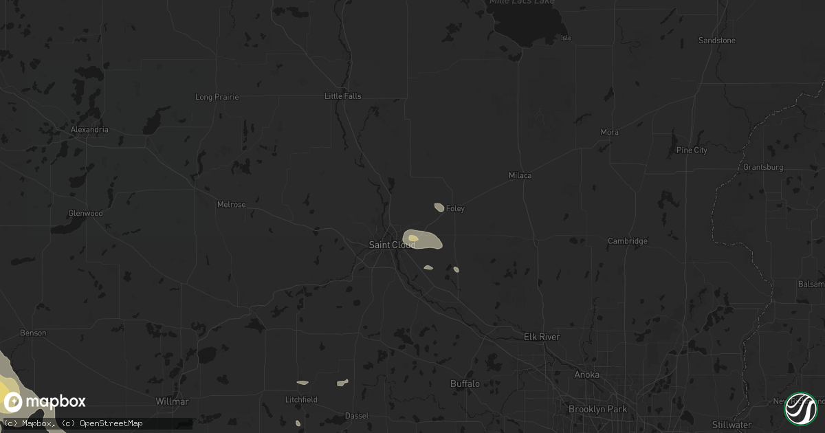 Hail map in Sauk Rapids, MN on July 19, 2026