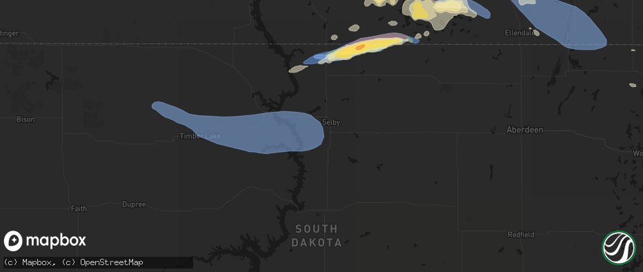 Hail map in Selby, SD on July 19, 2026