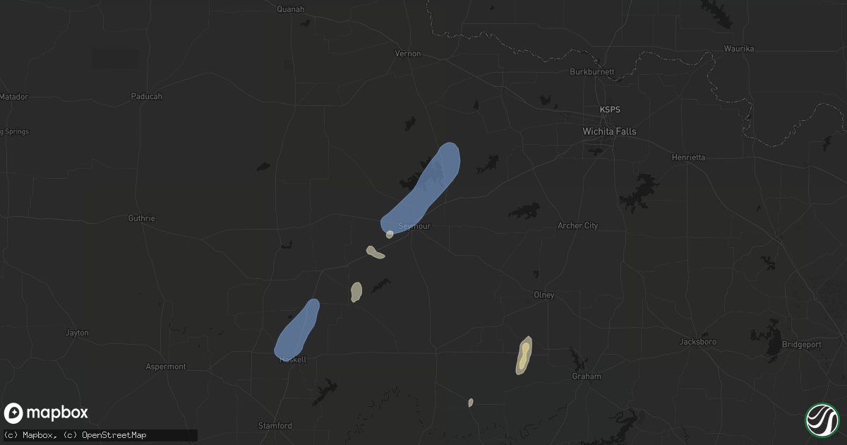 Hail map in Seymour, TX on July 19, 2026