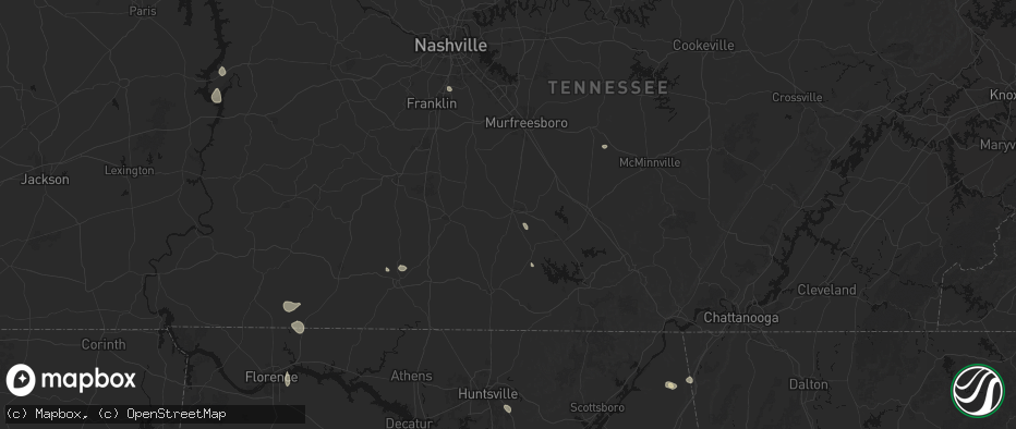 Hail map in Shelbyville, TN on July 19, 2026