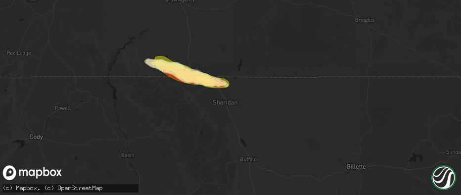 Hail map in Sheridan, WY on July 19, 2026