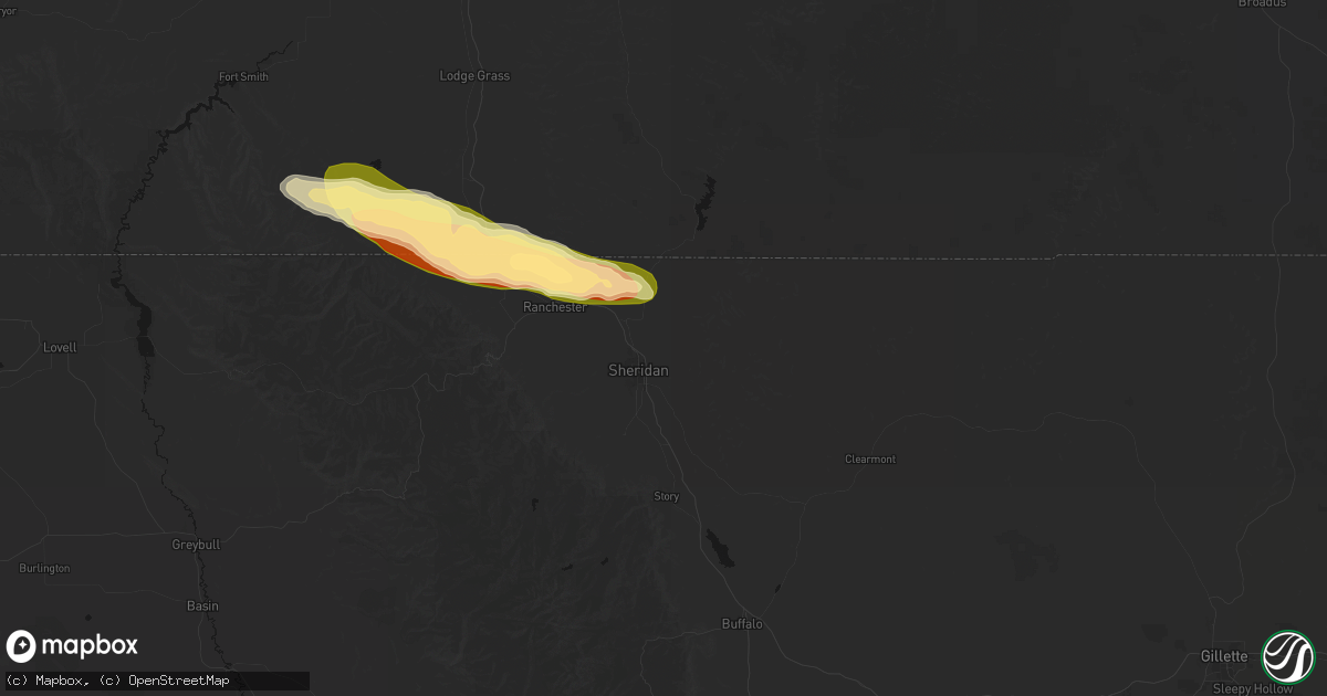 Hail map in Sheridan, WY on July 19, 2026