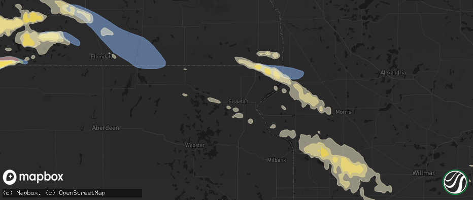 Hail map in Sisseton, SD on July 19, 2026