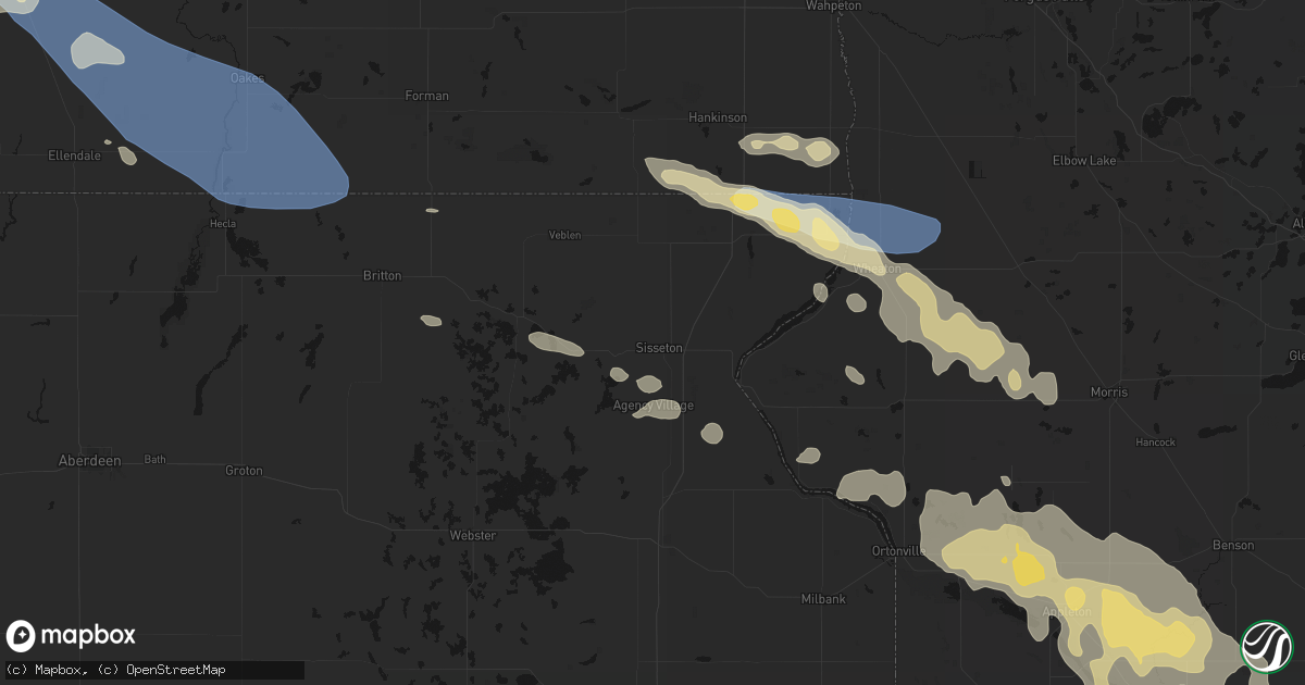 Hail map in Sisseton, SD on July 19, 2026