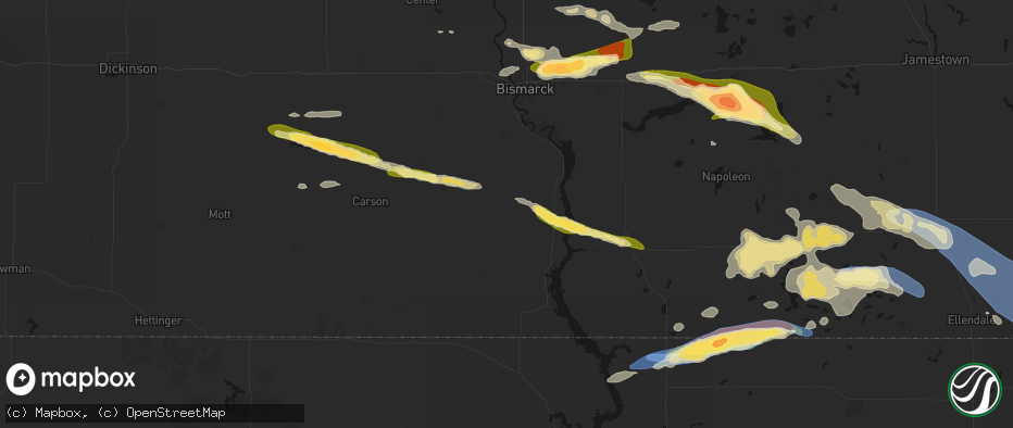 Hail map in Solen, ND on July 19, 2026