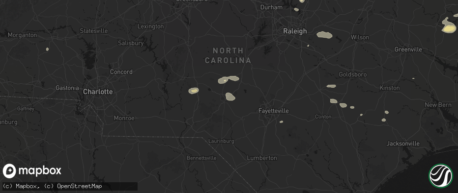 Hail map in Southern Pines, NC on July 19, 2026