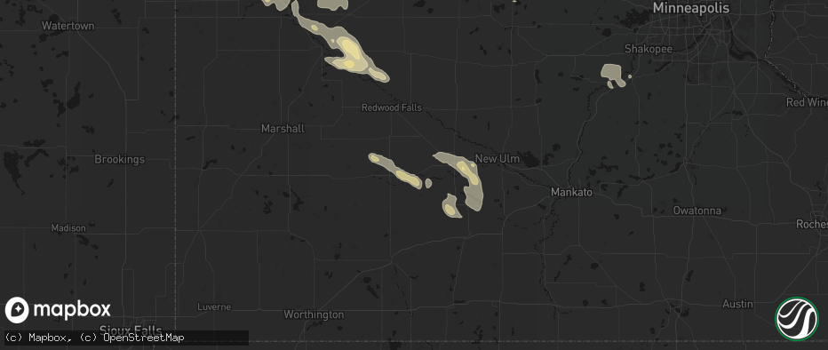 Hail map in Springfield, MN on July 19, 2026