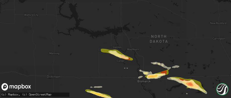 Hail map in Stanton, ND on July 19, 2026