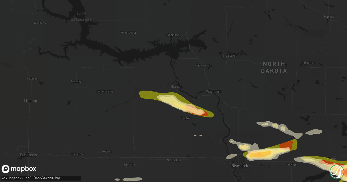 Hail map in Stanton, ND on July 19, 2026