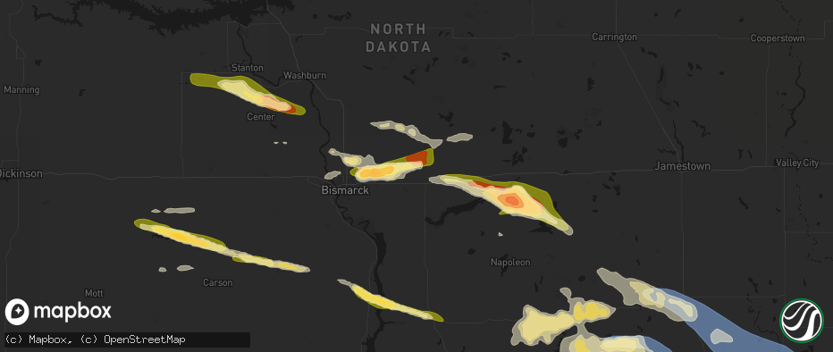 Hail map in Sterling, ND on July 19, 2026