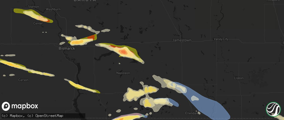 Hail map in Streeter, ND on July 19, 2026