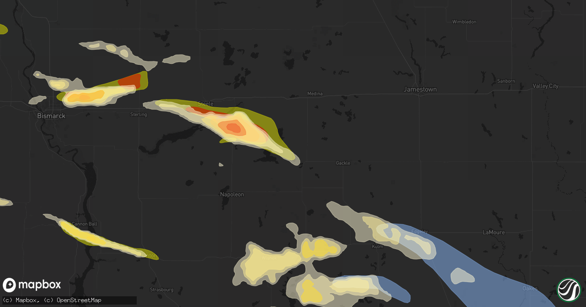 Hail map in Streeter, ND on July 19, 2026