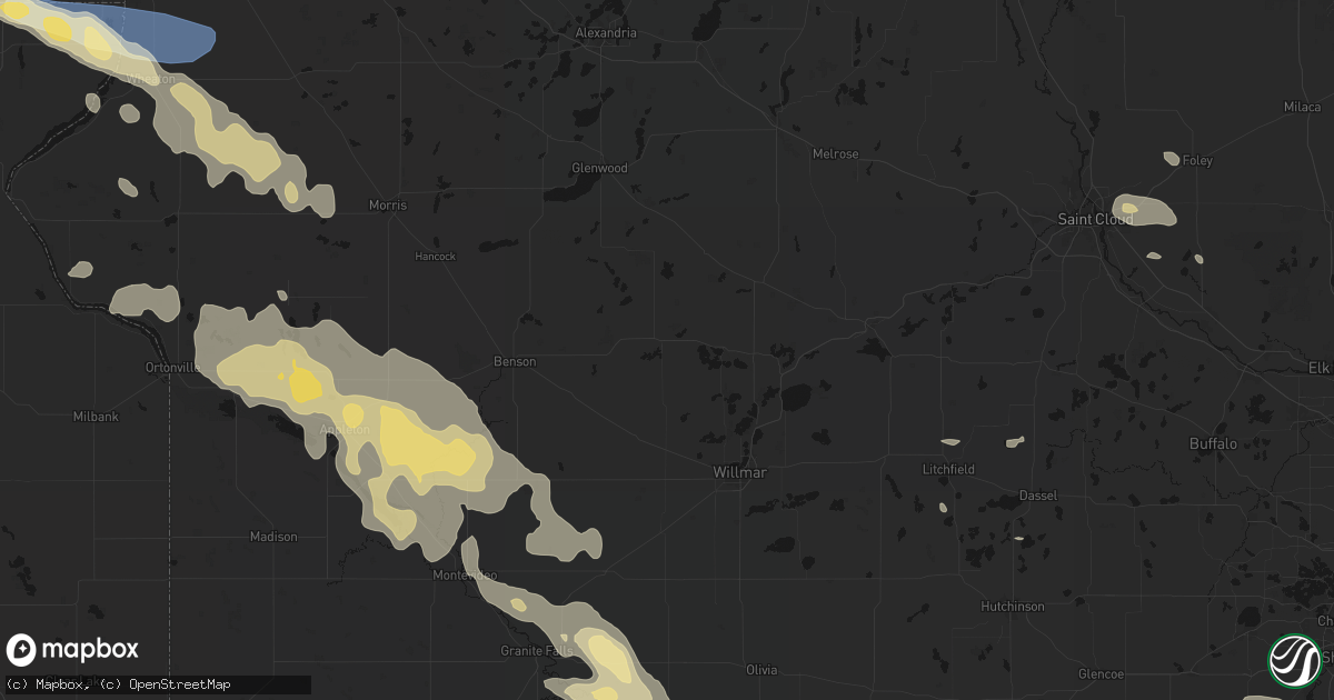 Hail map in Sunburg, MN on July 19, 2026
