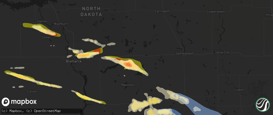 Hail map in Tappen, ND on July 19, 2026