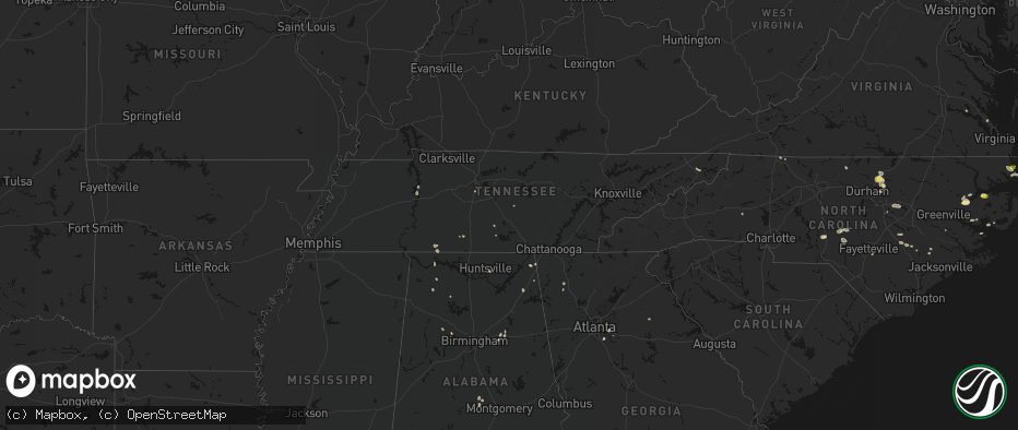 Hail map in Tennessee on July 19, 2026