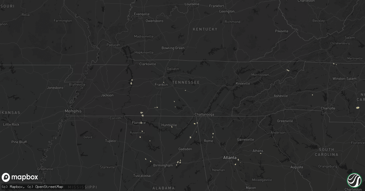Hail map in Tennessee on July 19, 2026