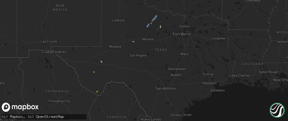 Hail map in Texas on July 19, 2026