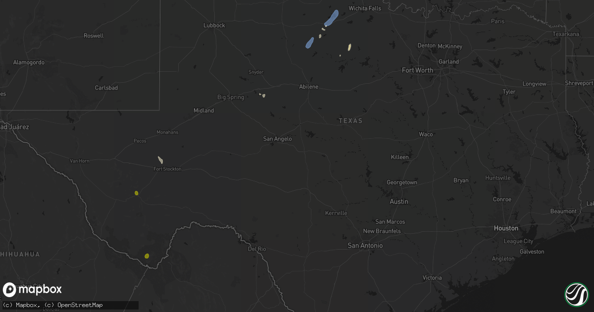 Hail map in Texas on July 19, 2026