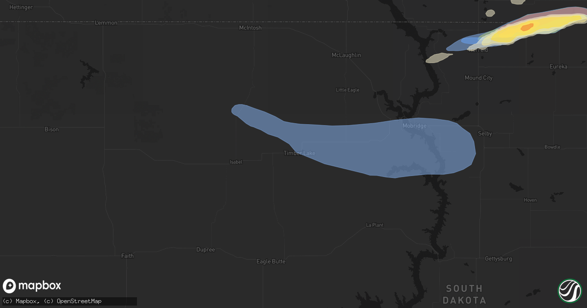 Hail map in Timber Lake, SD on July 19, 2026