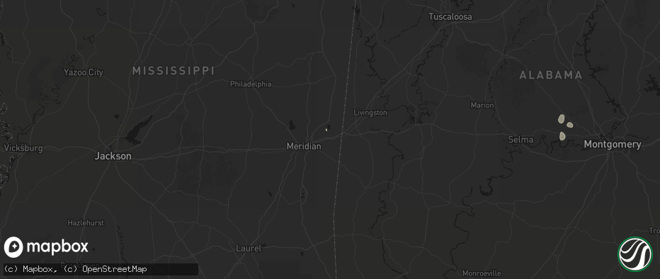 Hail map in Toomsuba, MS on July 19, 2026