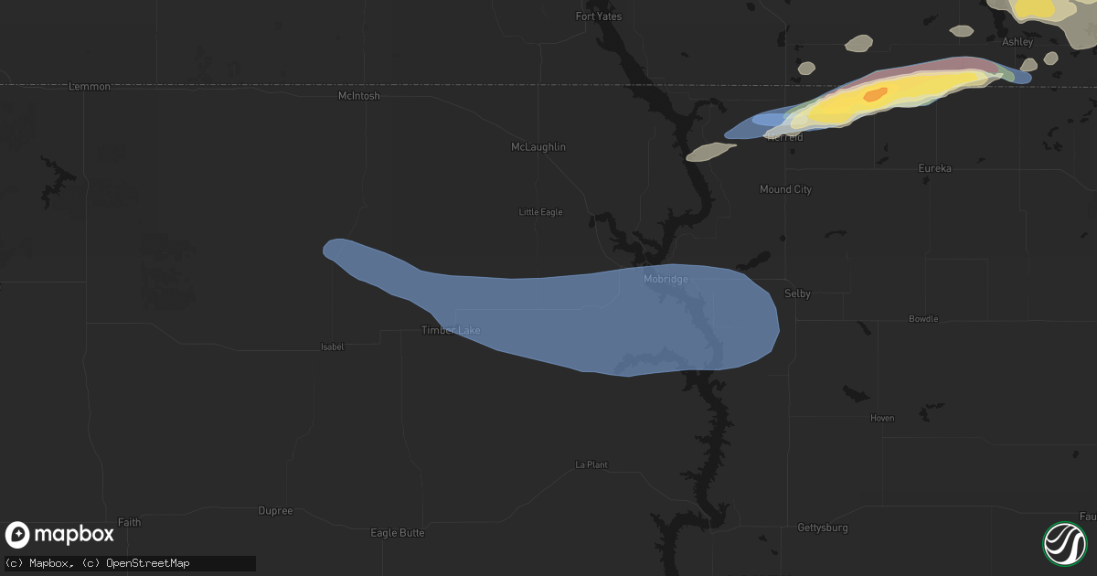 Hail map in Trail City, SD on July 19, 2026