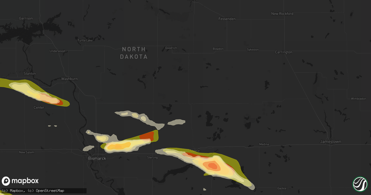 Hail map in Tuttle, ND on July 19, 2026