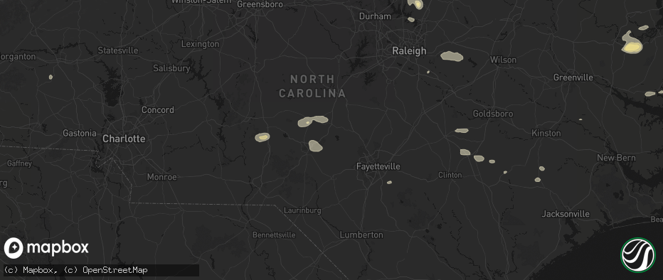 Hail map in Vass, NC on July 19, 2026