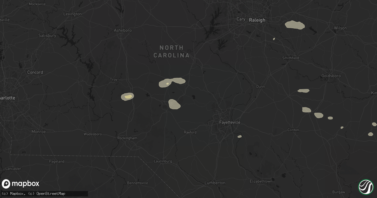 Hail map in Vass, NC on July 19, 2026