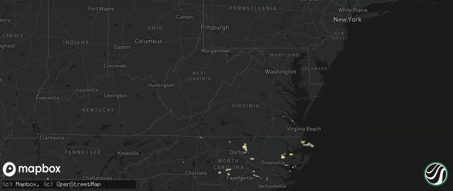 Hail map in Virginia on July 19, 2026